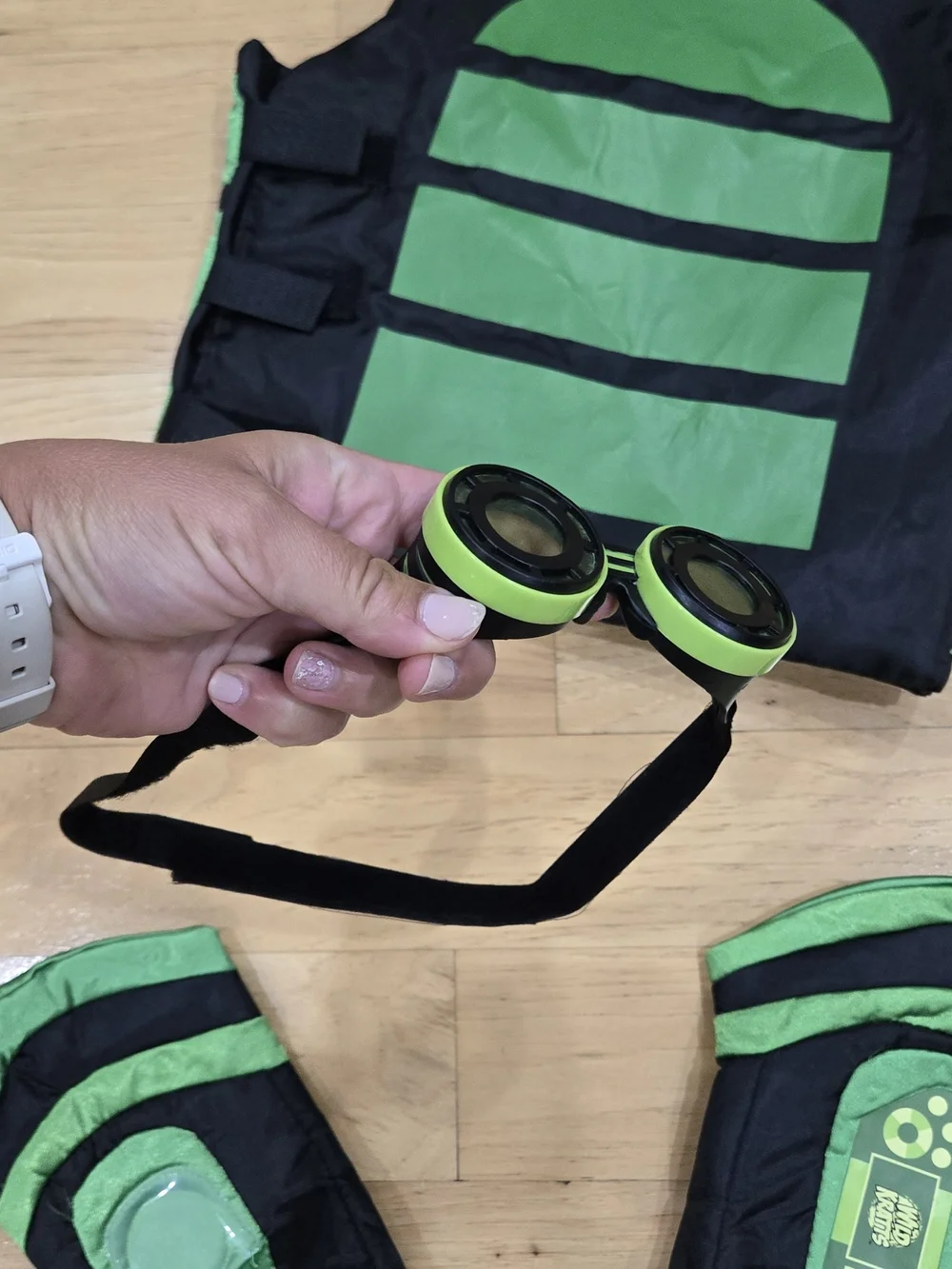Kids Black Vest with Neon Green Paw Design